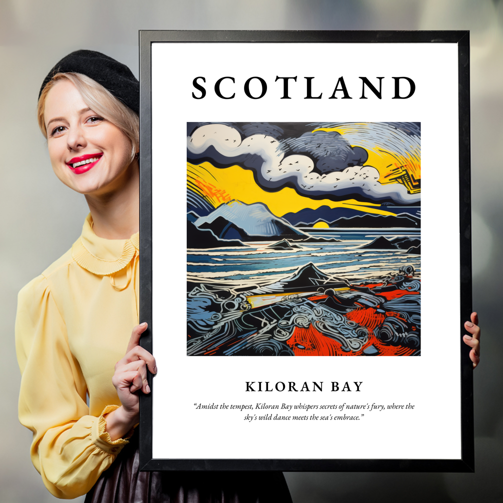 Person holding a poster of Kiloran Bay