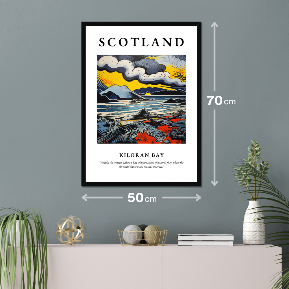 Poster of Kiloran Bay hanging on a wall