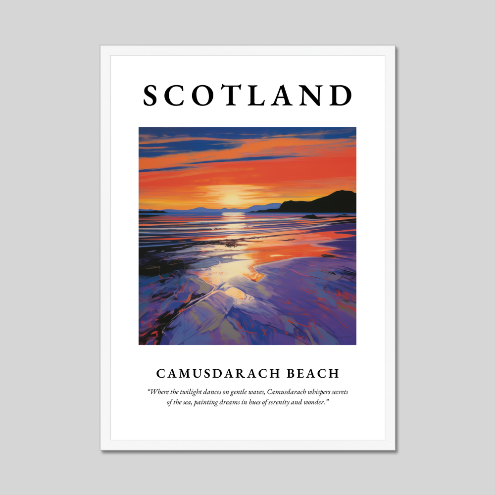 Poster in a white frame with the word Scotland