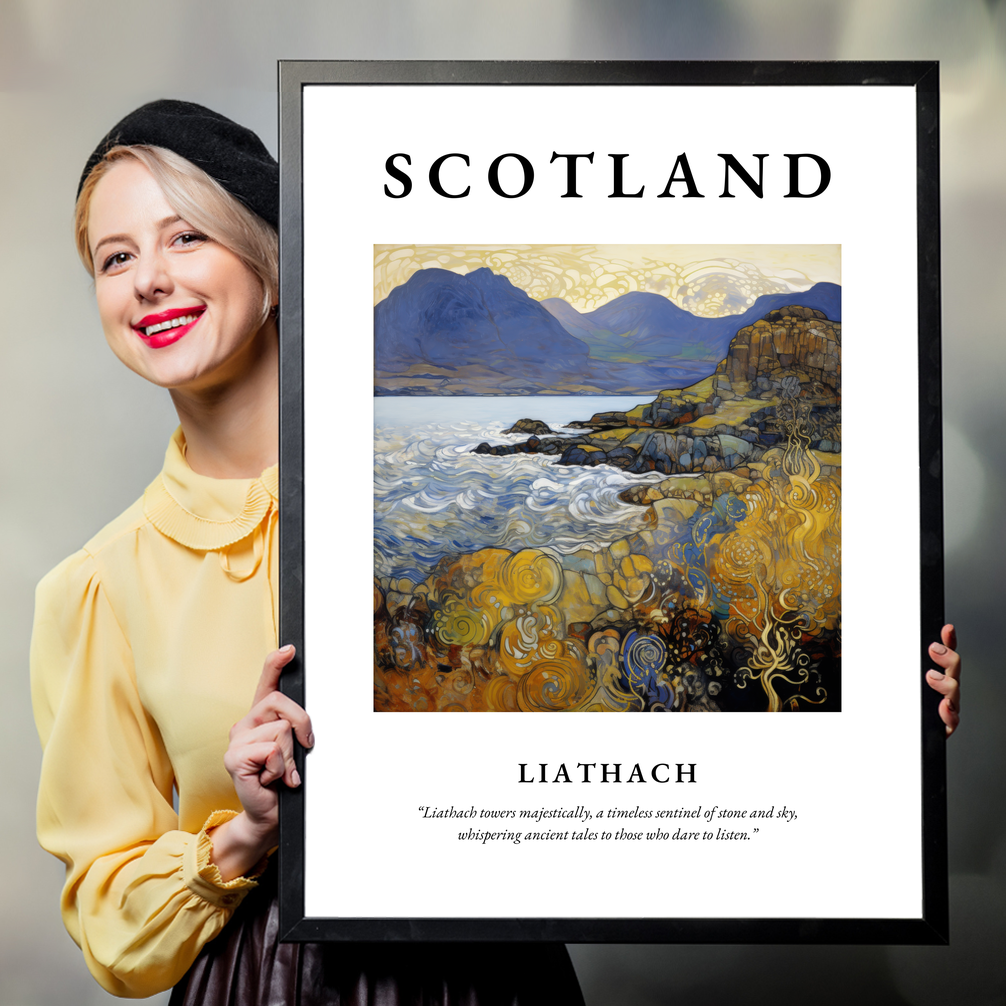 Person holding a poster of Liathach