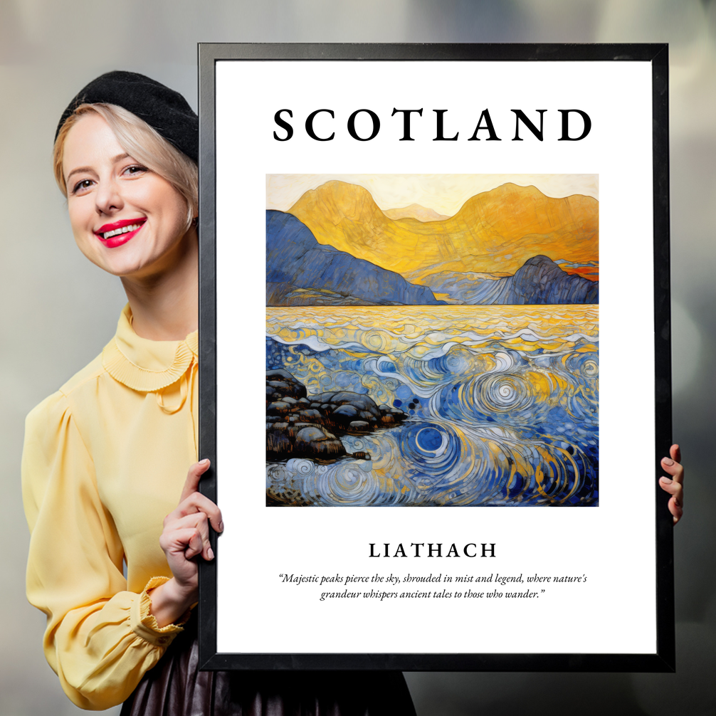 Person holding a poster of Liathach