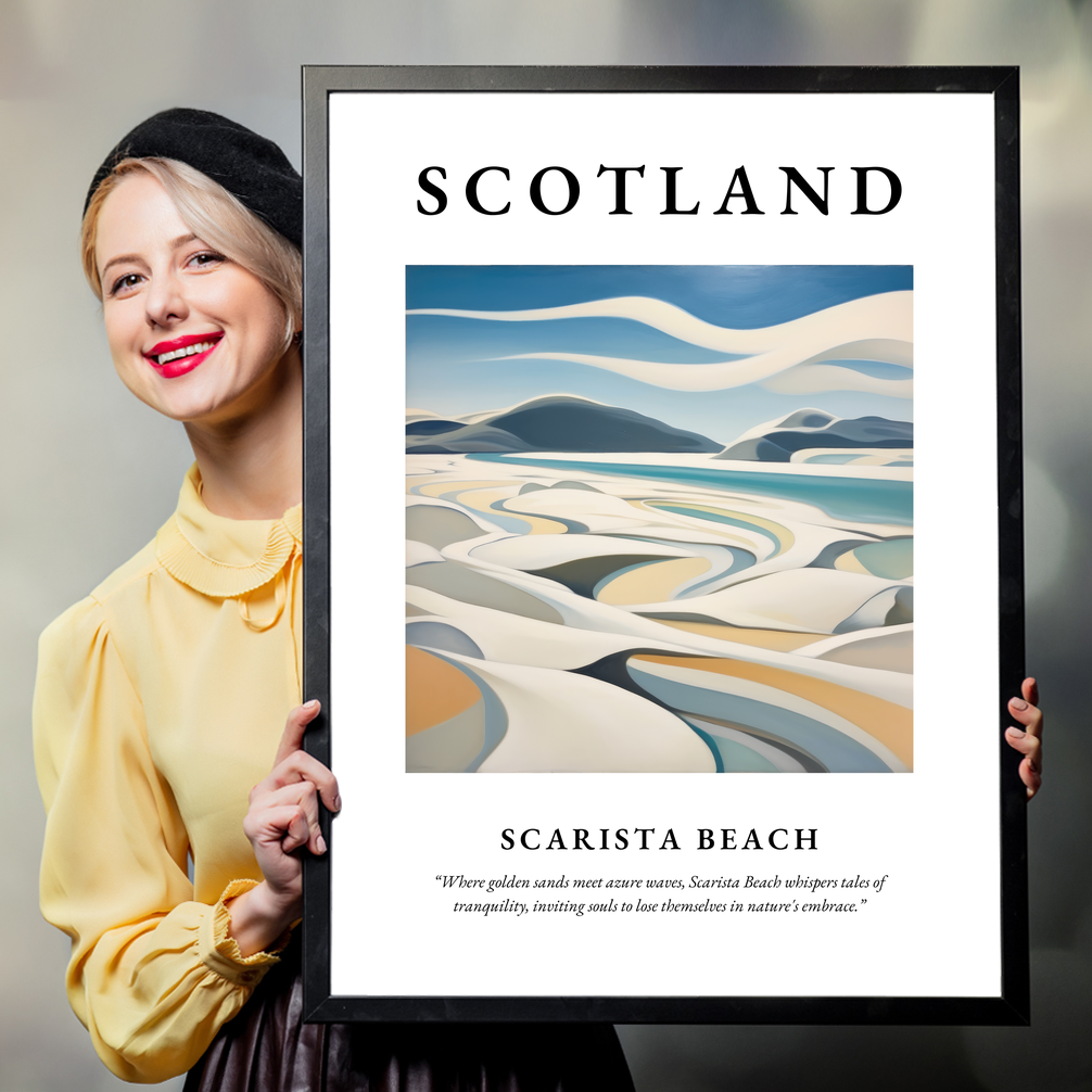 Person holding a poster of Scarista Beach