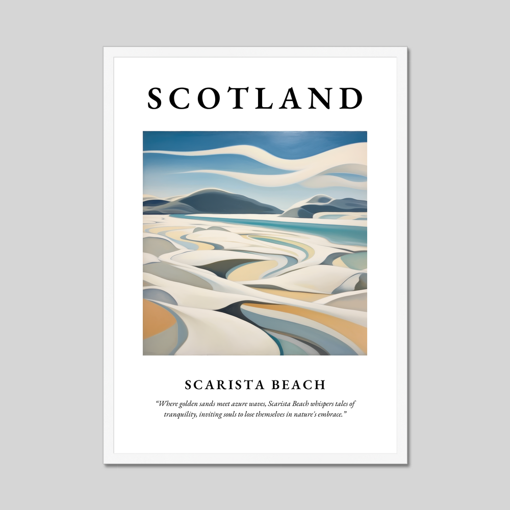 Poster in a white frame with the word Scotland