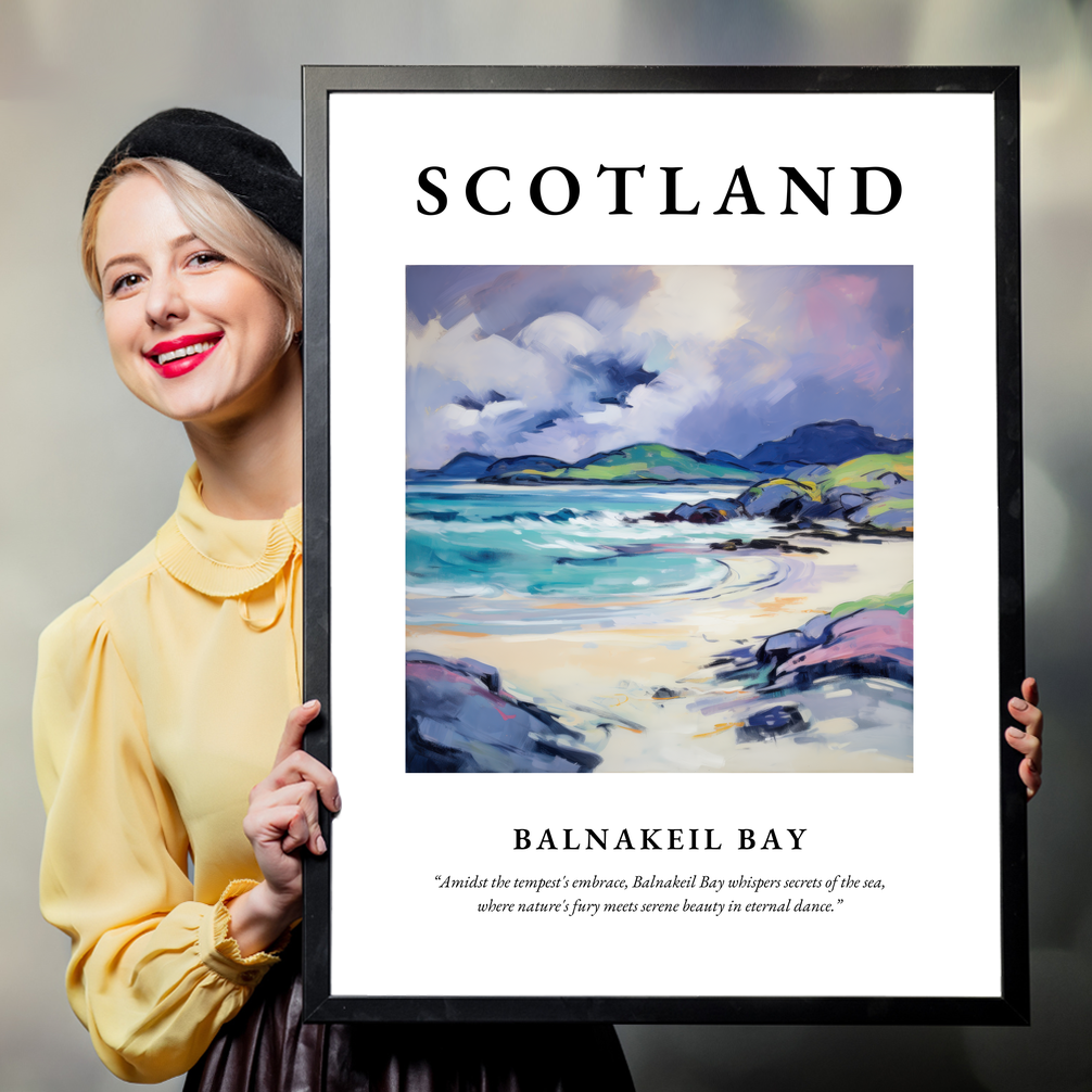 Person holding a poster of Balnakeil Bay