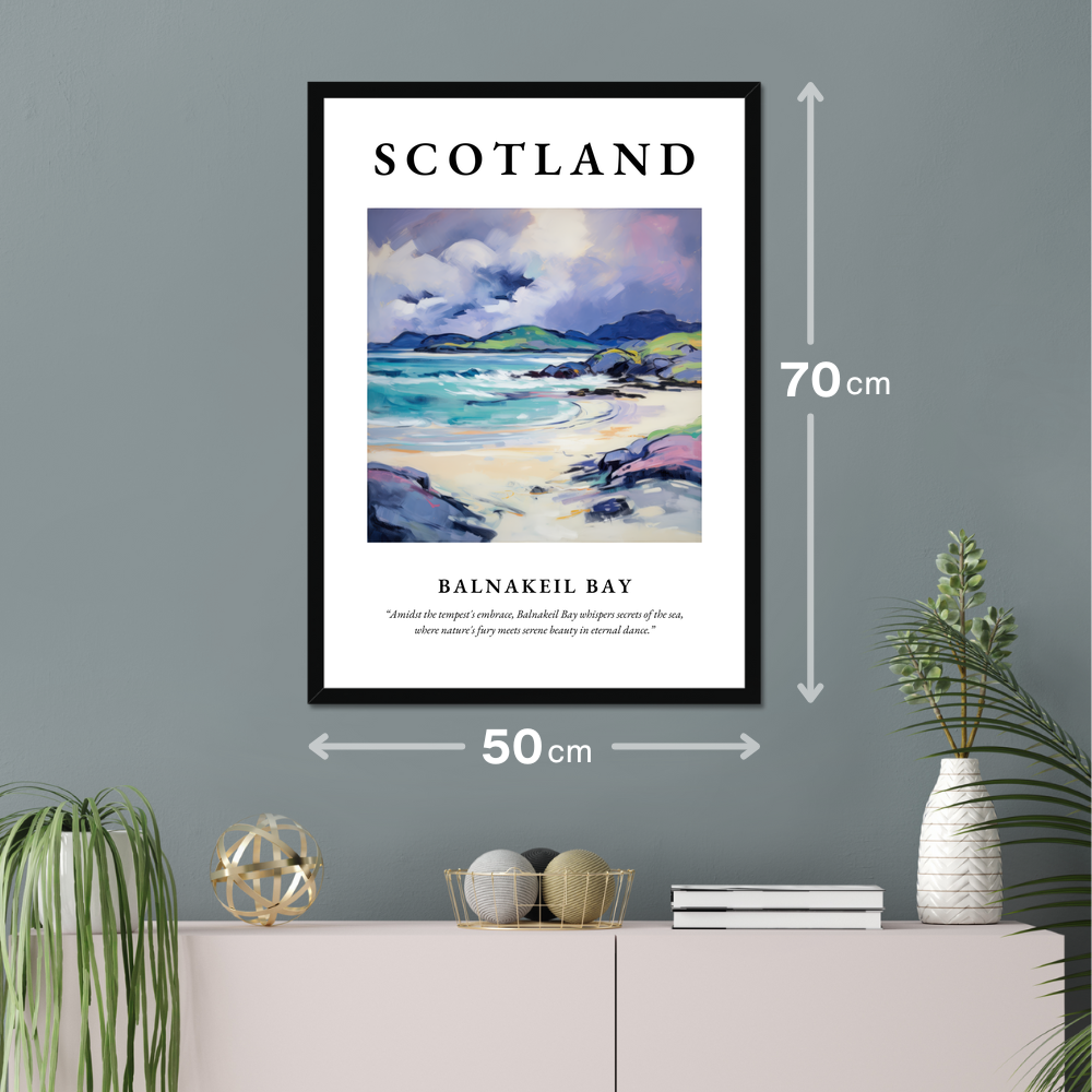 Poster of Balnakeil Bay hanging on a wall