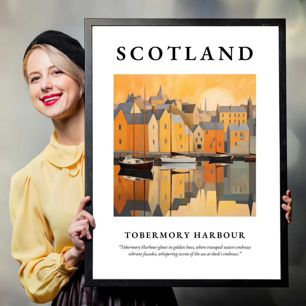 Person holding a poster of Tobermory Harbour