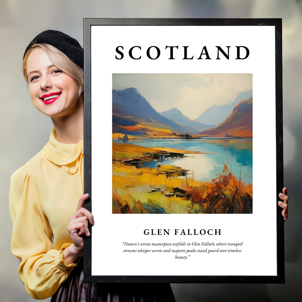 Person holding a poster of Glen Falloch