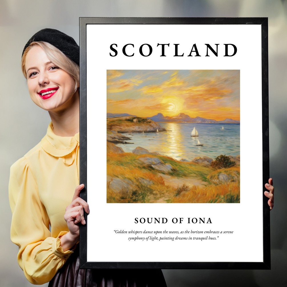 Person holding a poster of Sound of Iona