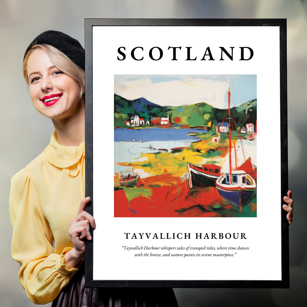 Person holding a poster of Tayvallich Harbour