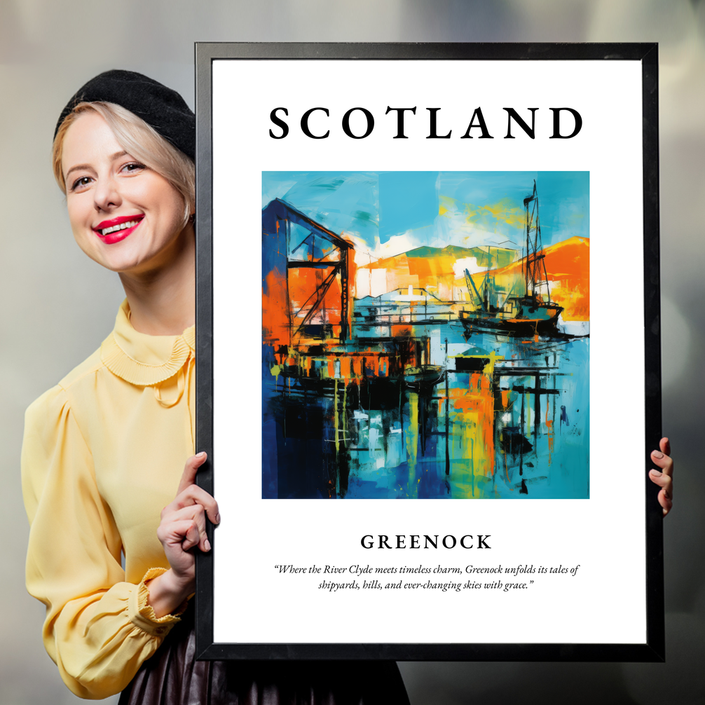 Person holding a poster of Greenock