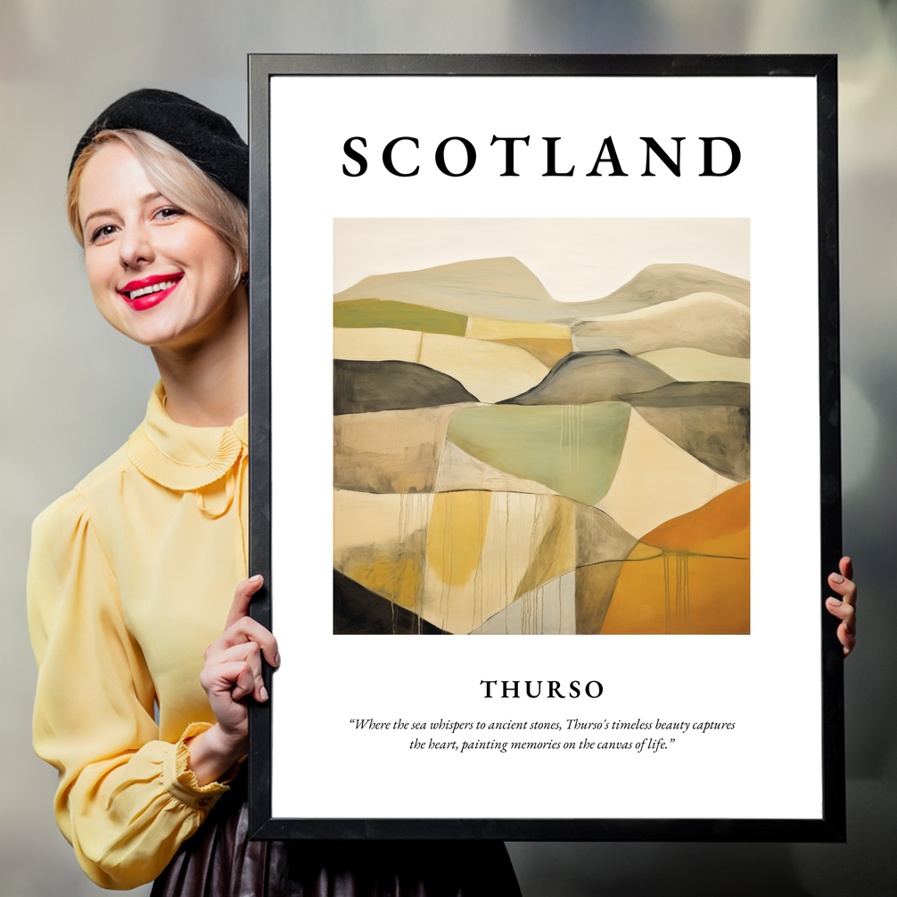 Person holding a poster of Thurso