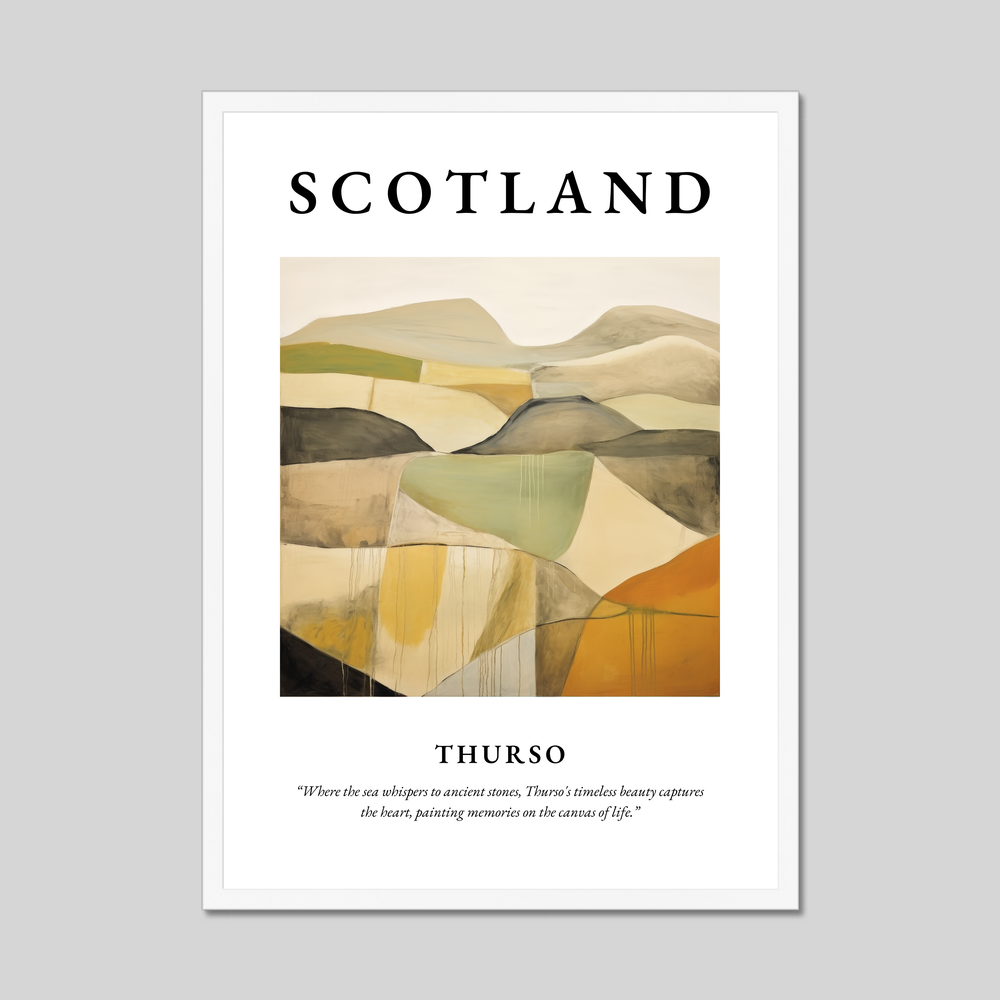 Poster in a white frame with the word Scotland