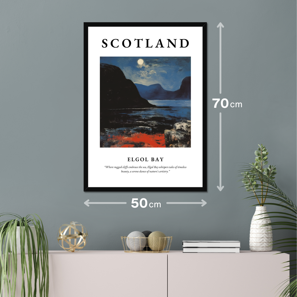 Poster of Elgol Bay hanging on a wall