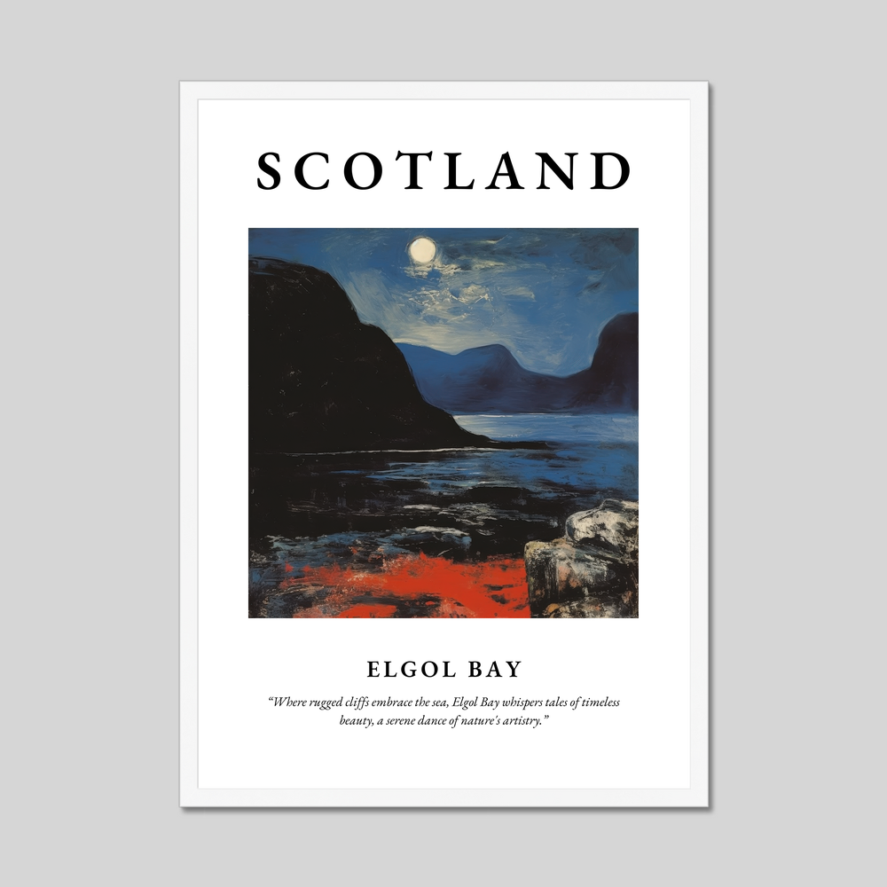 Poster in a white frame with the word Scotland