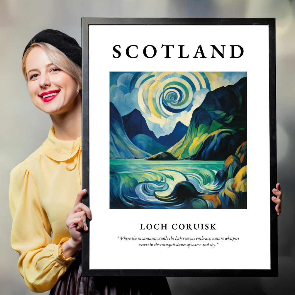 Person holding a poster of Loch Coruisk