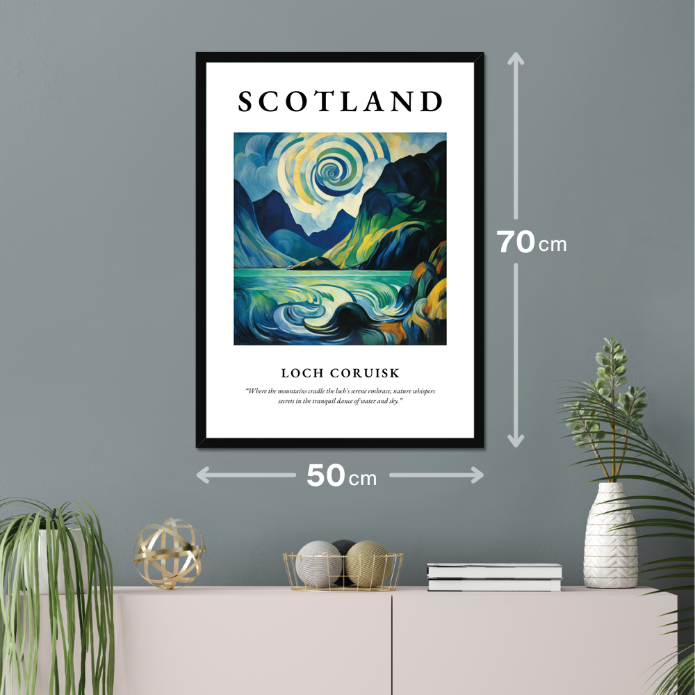 Poster of Loch Coruisk hanging on a wall