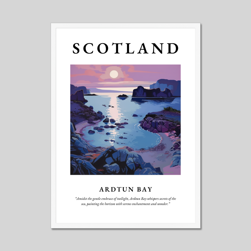 Poster in a white frame with the word Scotland