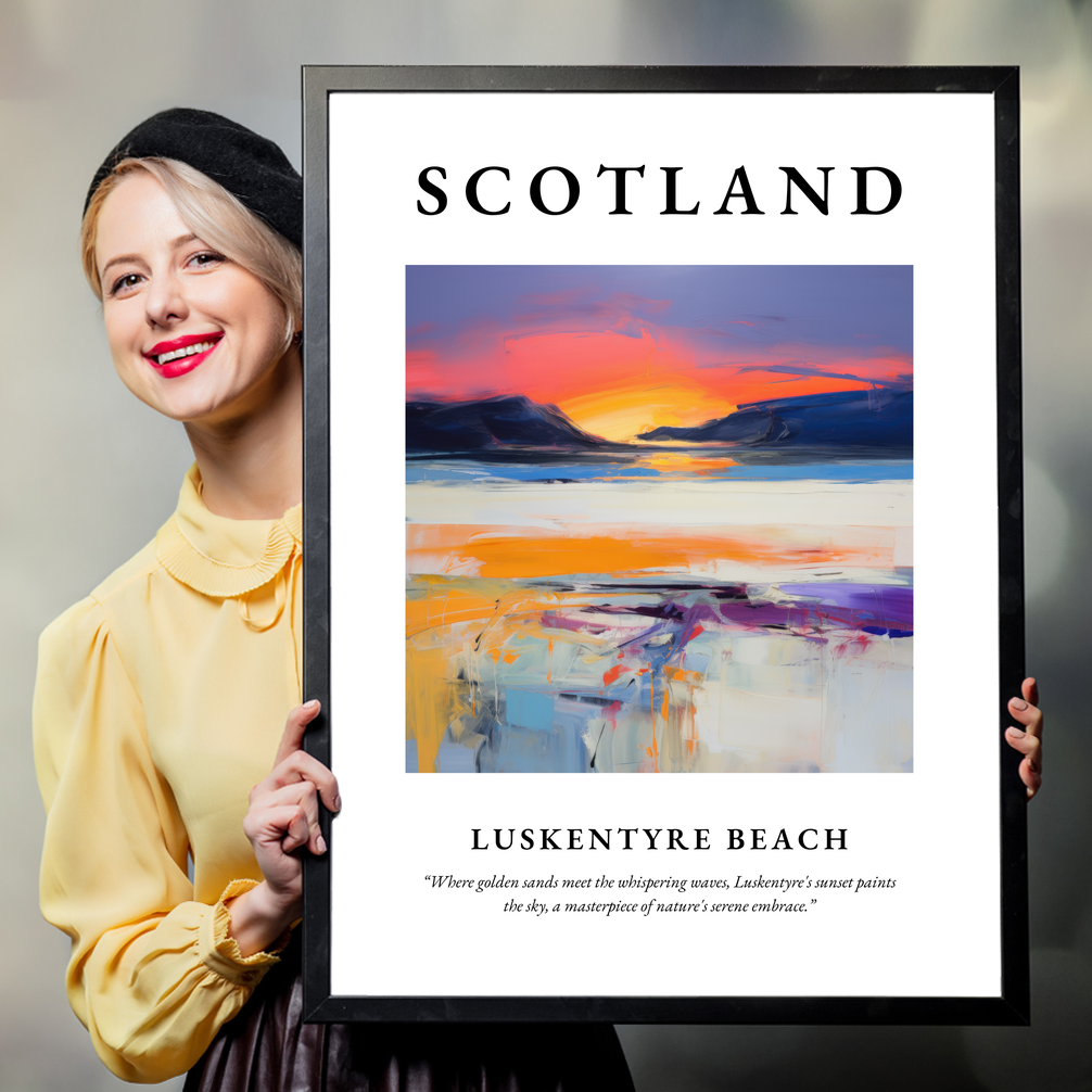 Person holding a poster of Luskentyre Beach