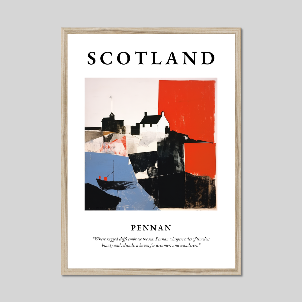 Poster in a natural frame with the word Scotland