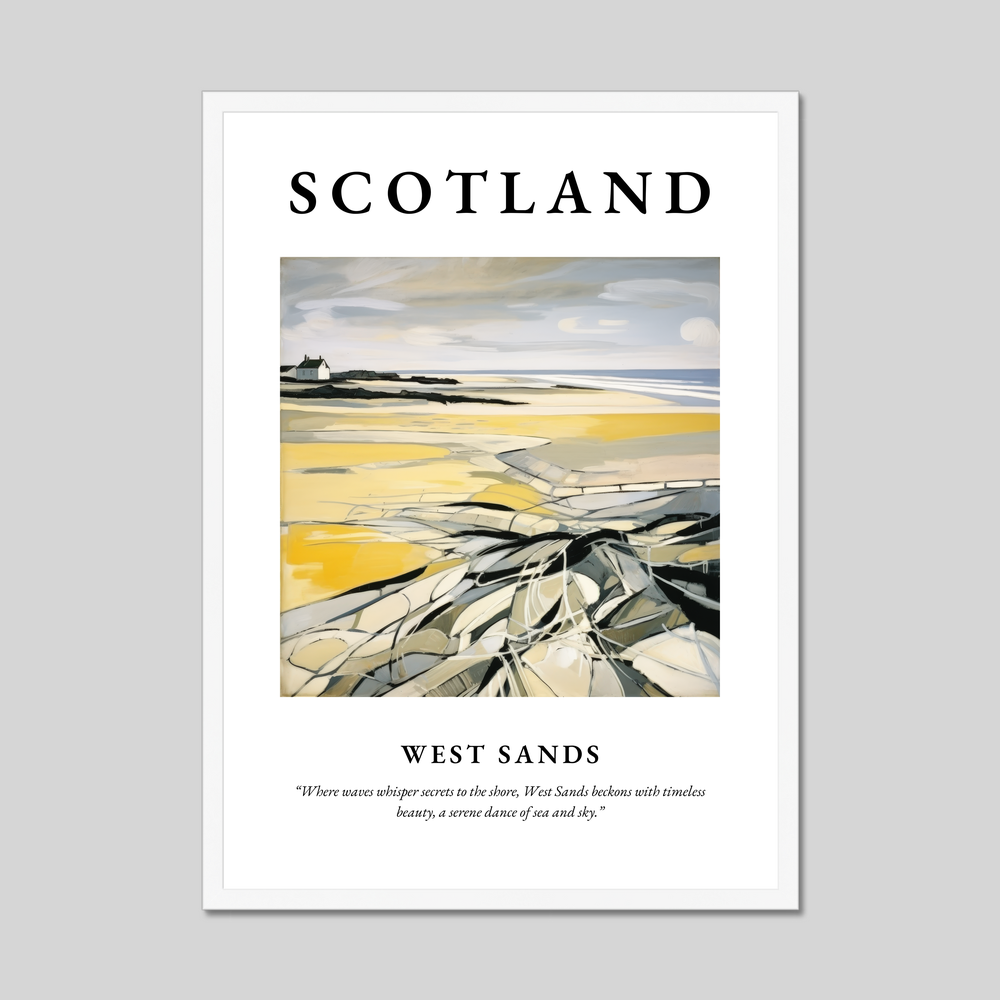 Poster in a white frame with the word Scotland