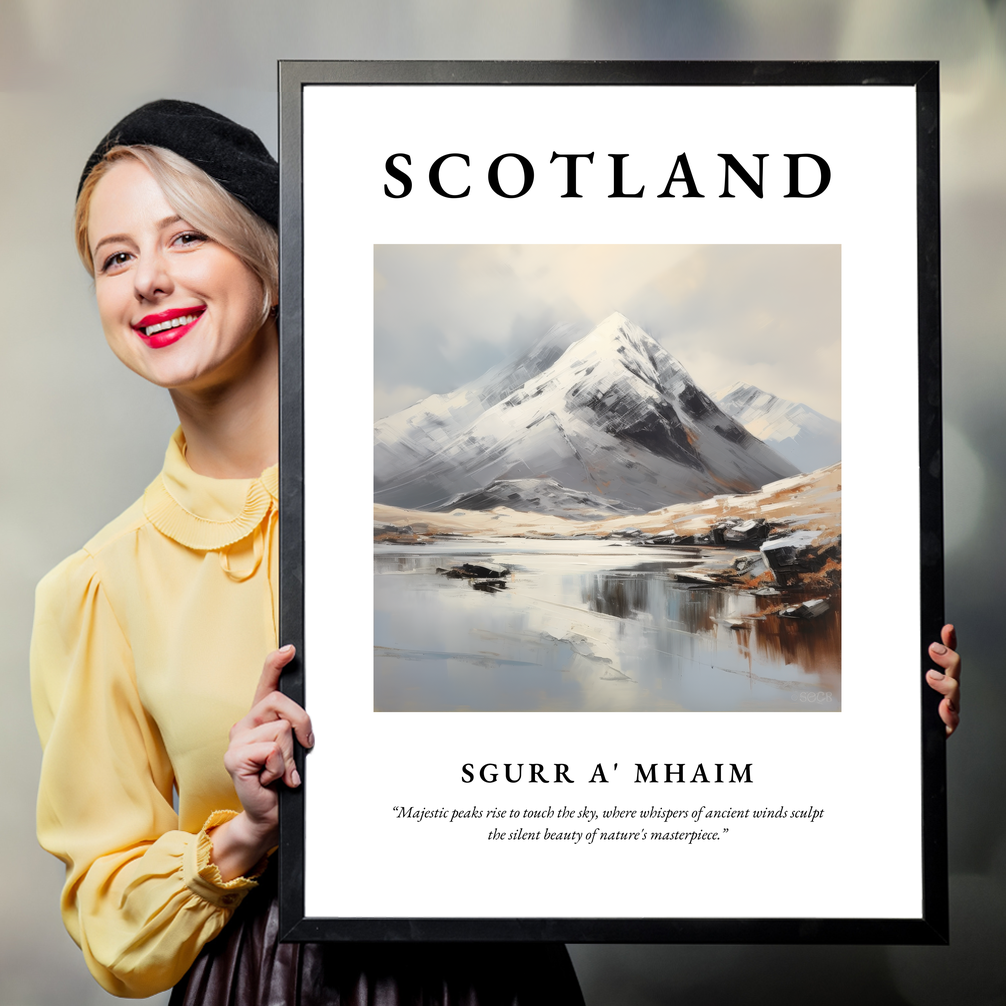 Person holding a poster of Sgurr a' Mhaim