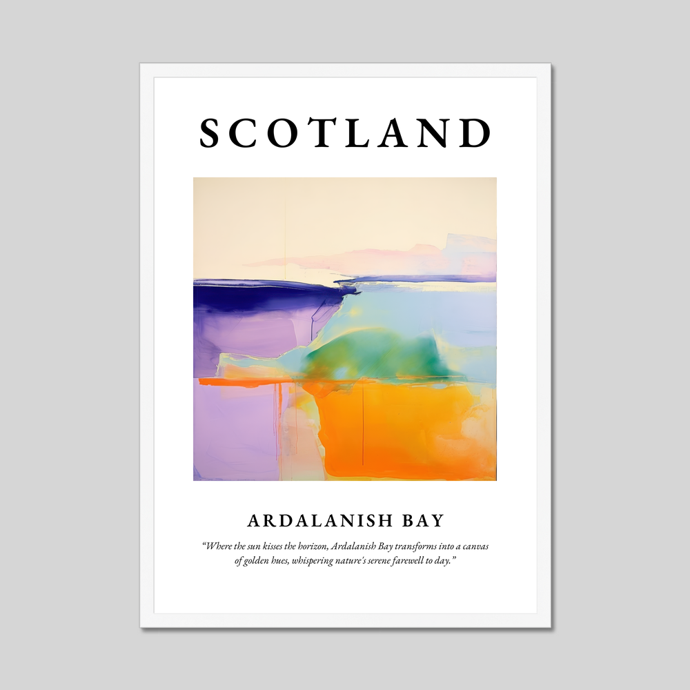 Poster in a white frame with the word Scotland