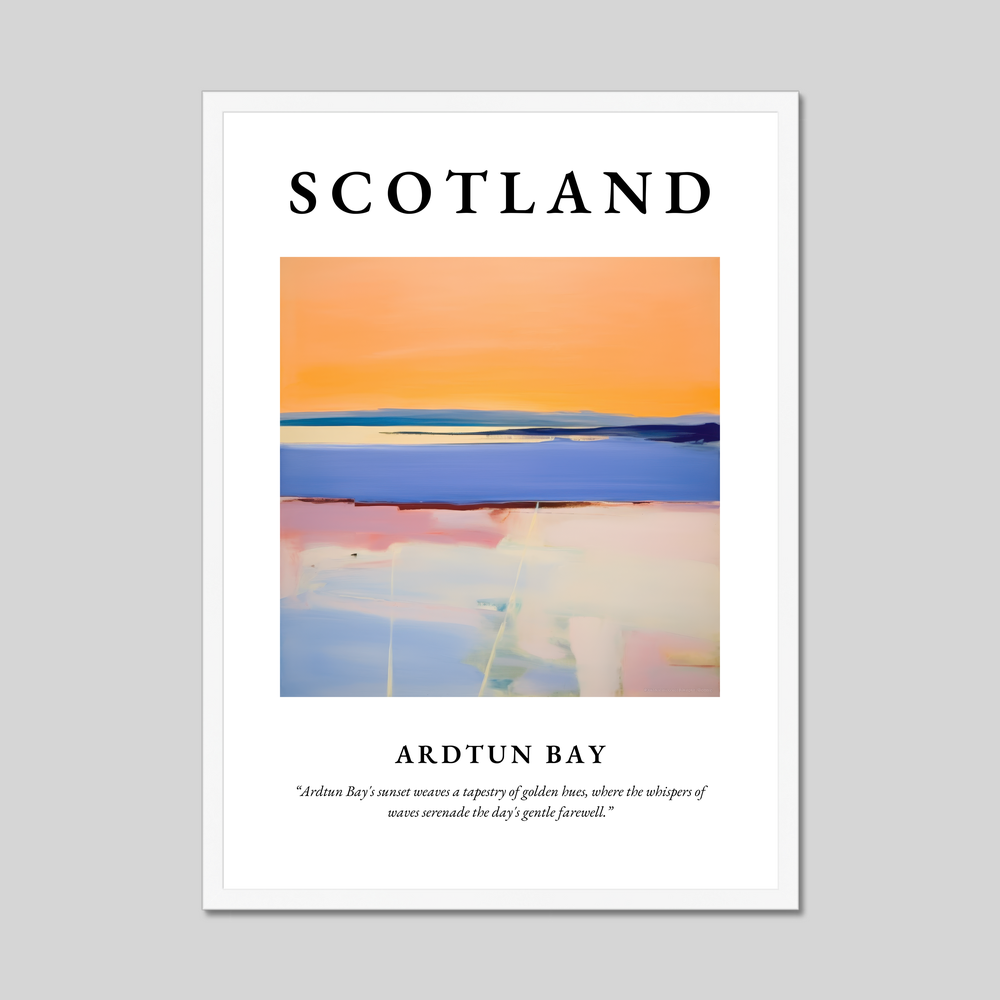 Poster in a white frame with the word Scotland