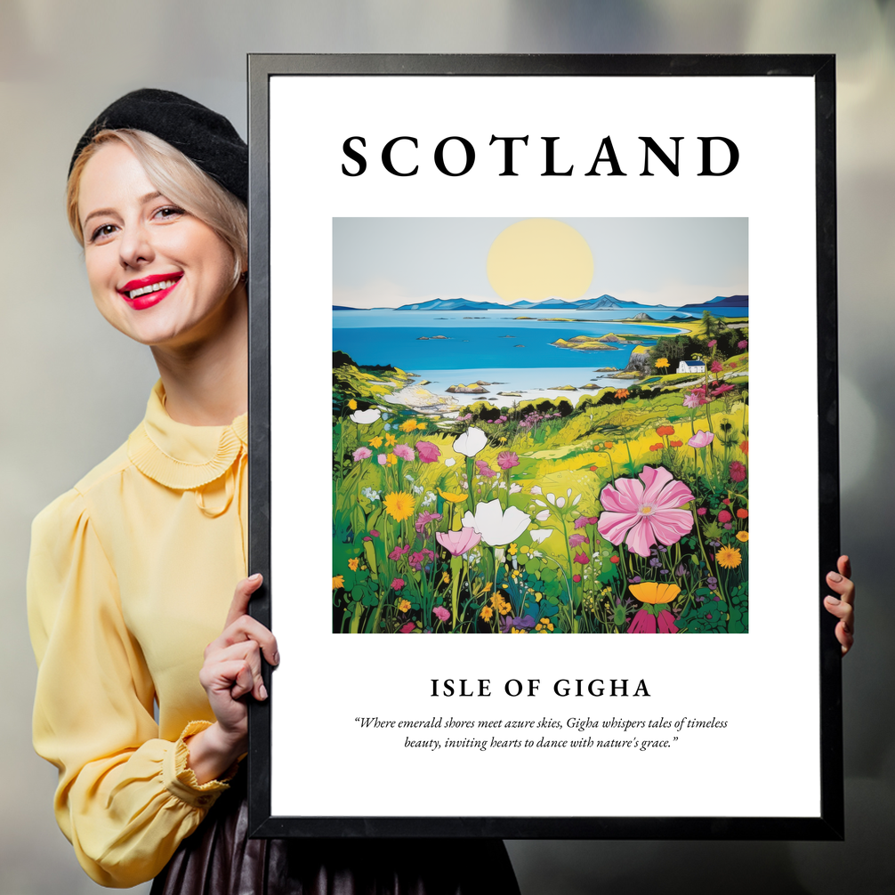 Person holding a poster of Isle of Gigha