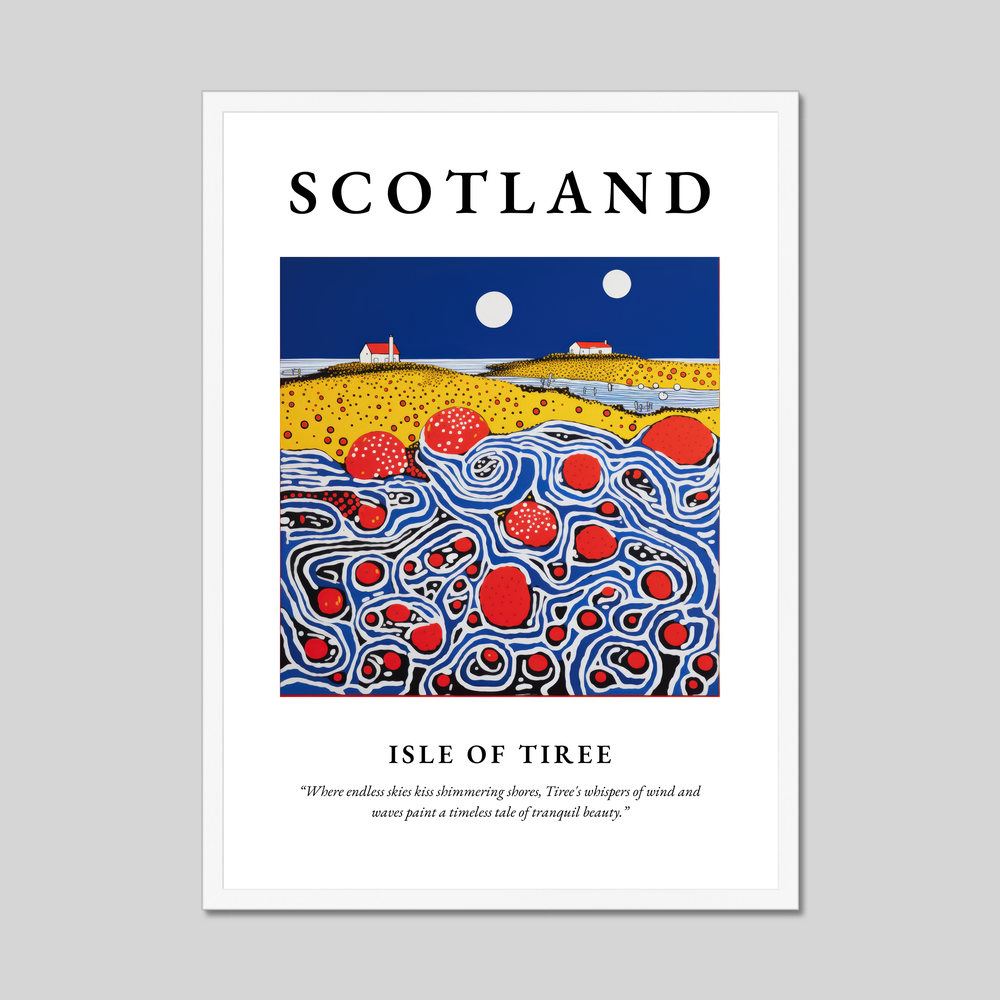 Poster in a white frame with the word Scotland