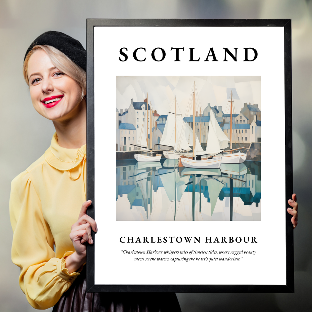 Person holding a poster of Charlestown Harbour