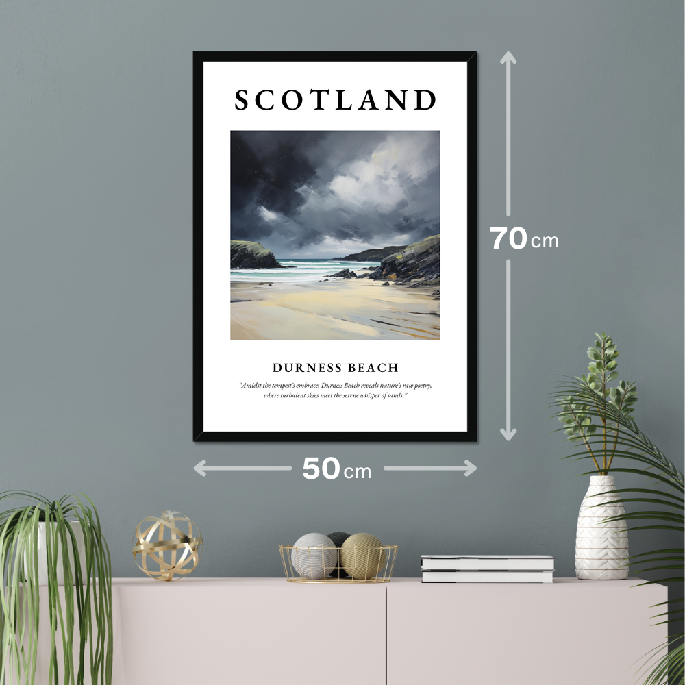 Poster of Durness Beach hanging on a wall