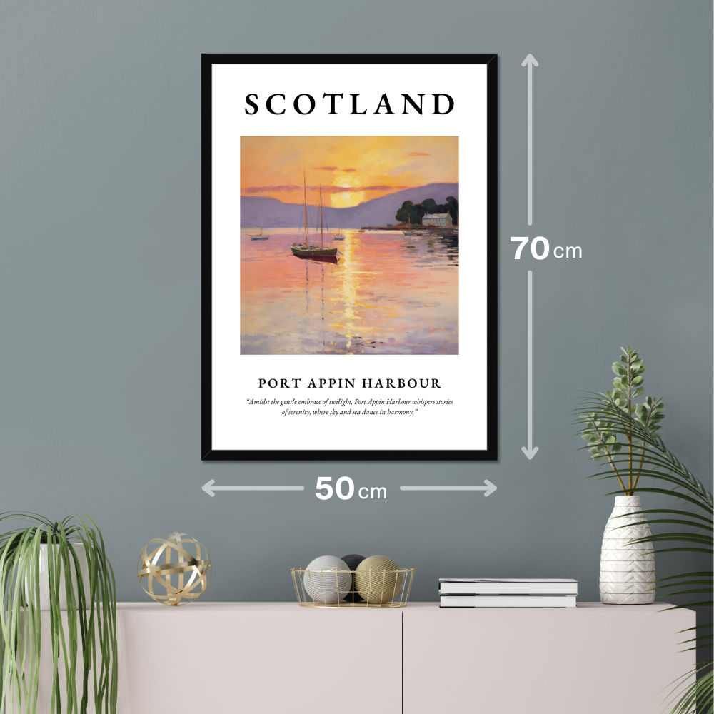 Poster of Port Appin Harbour hanging on a wall