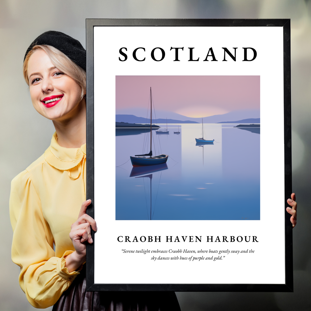 Person holding a poster of Craobh Haven Harbour