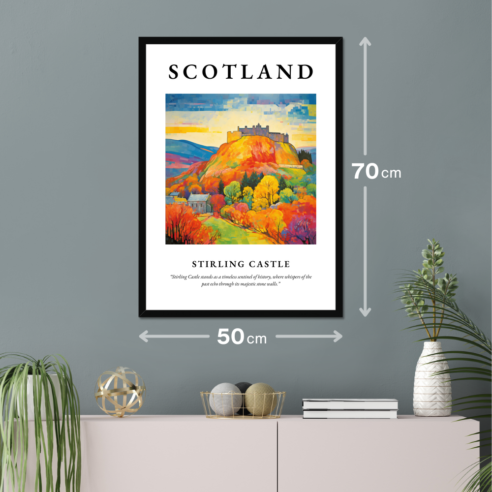 Poster of Stirling Castle hanging on a wall