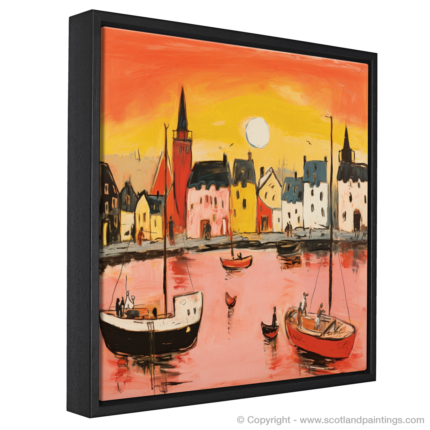 Tobermory Harbour at Golden Hour: An Abstract Expressionist Ode to Scottish Seaside Serenity