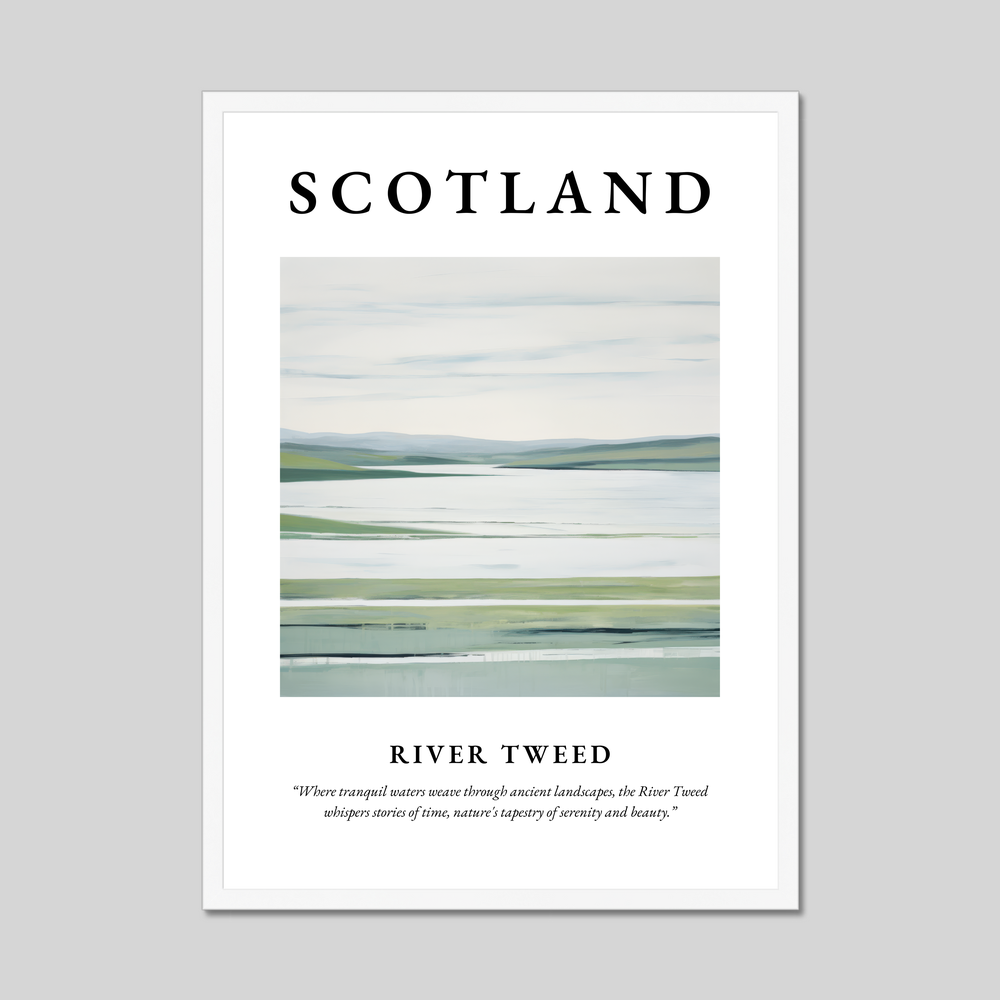 Poster in a white frame with the word Scotland