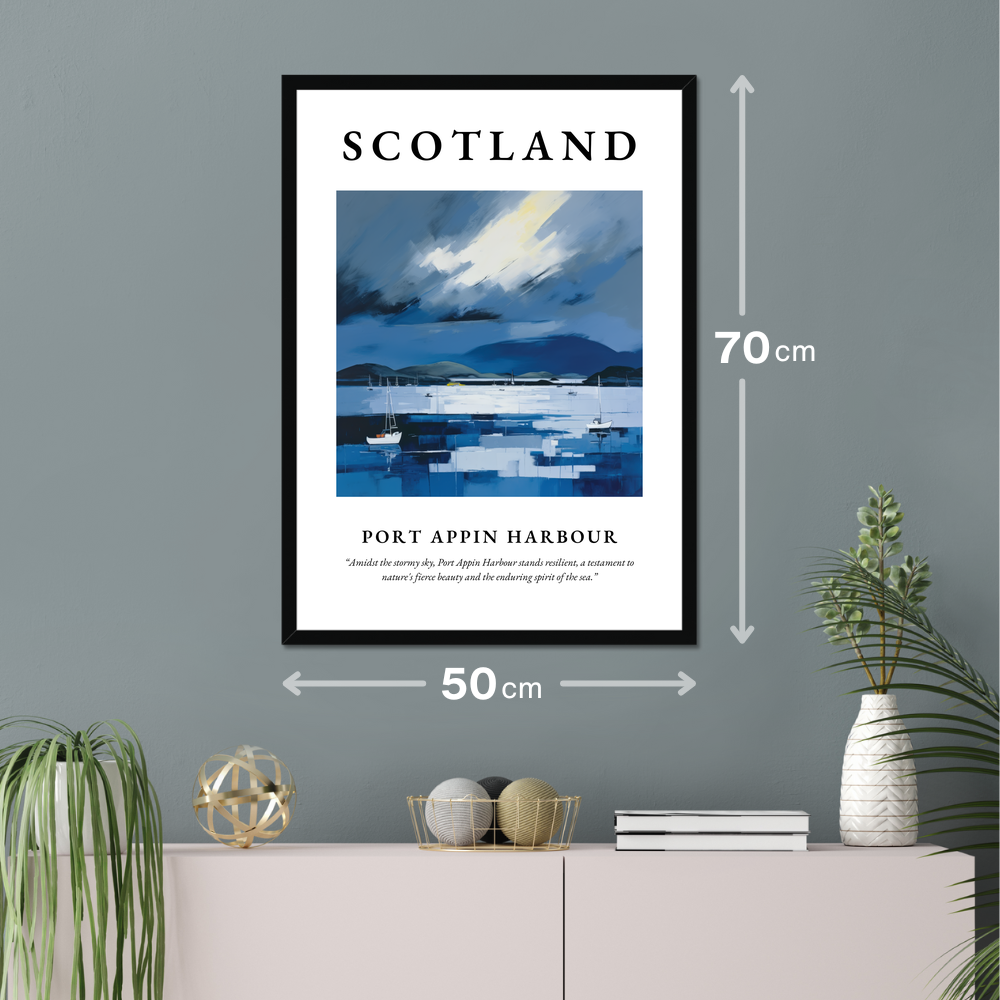 Poster of Port Appin Harbour hanging on a wall