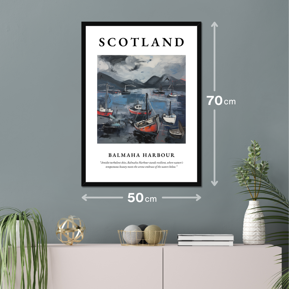 Poster of Balmaha Harbour hanging on a wall