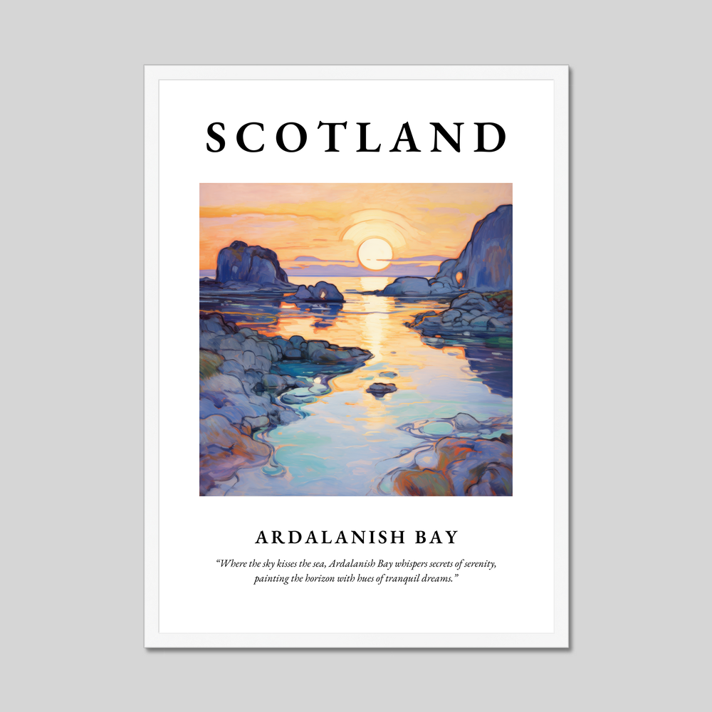 Poster in a white frame with the word Scotland