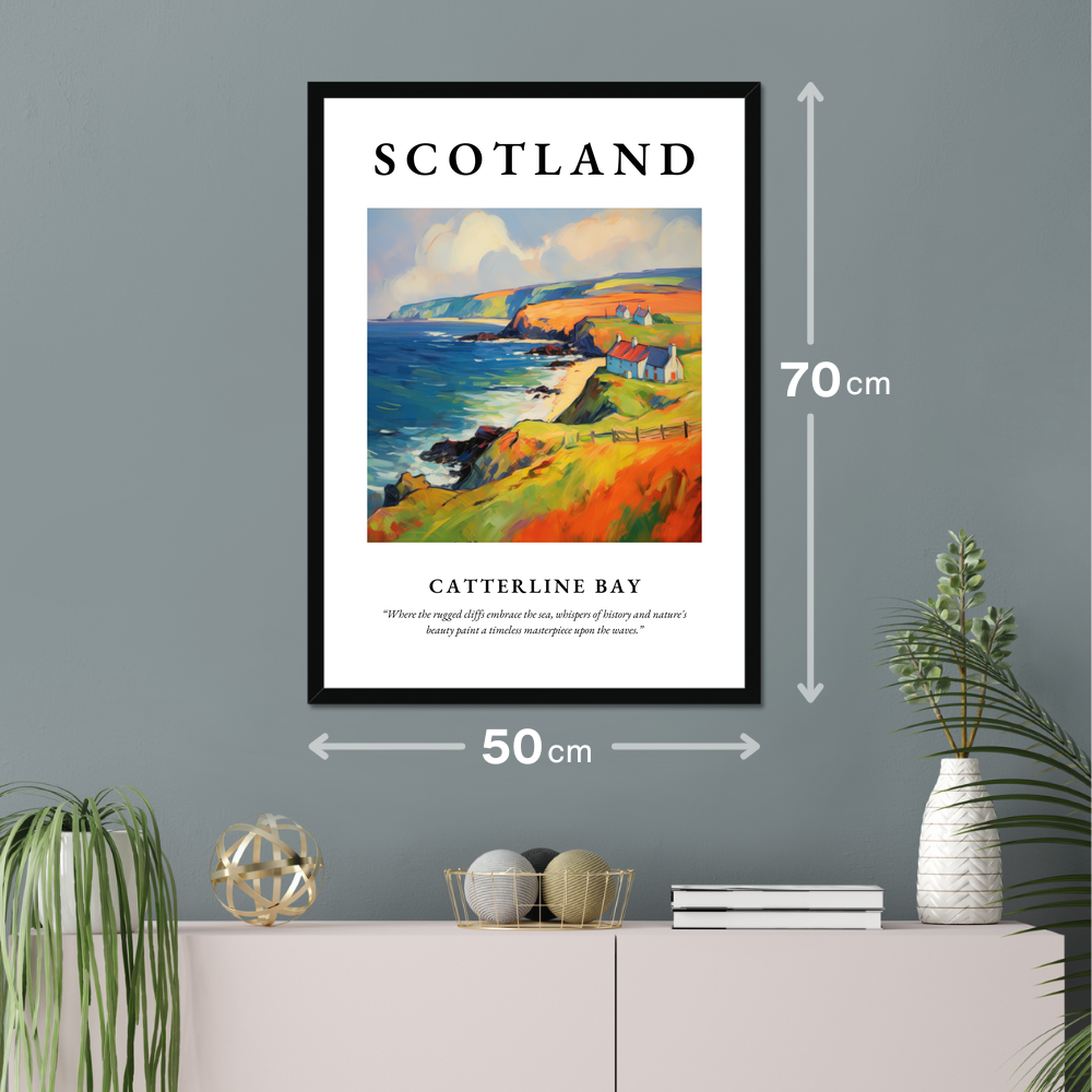 Poster of Catterline Bay hanging on a wall