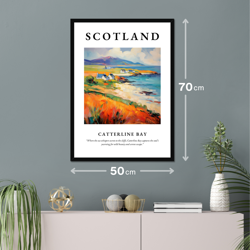 Poster of Catterline Bay hanging on a wall