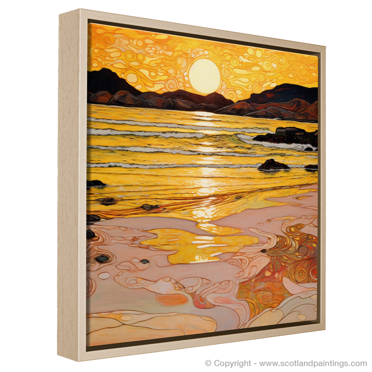 Golden Twilight at Traigh Mhor: An Art Nouveau Ode to Scottish Coves