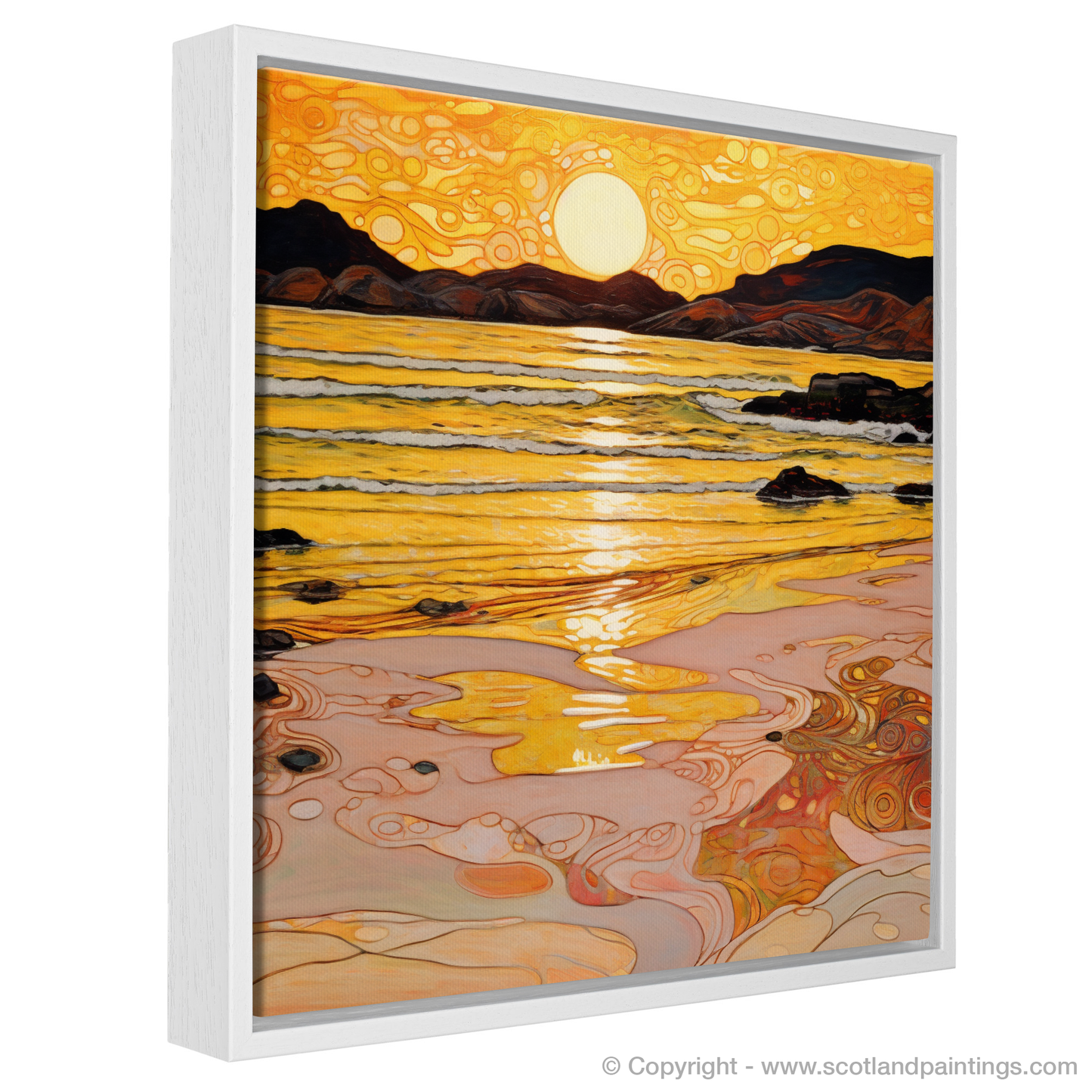 Golden Twilight at Traigh Mhor: An Art Nouveau Ode to Scottish Coves