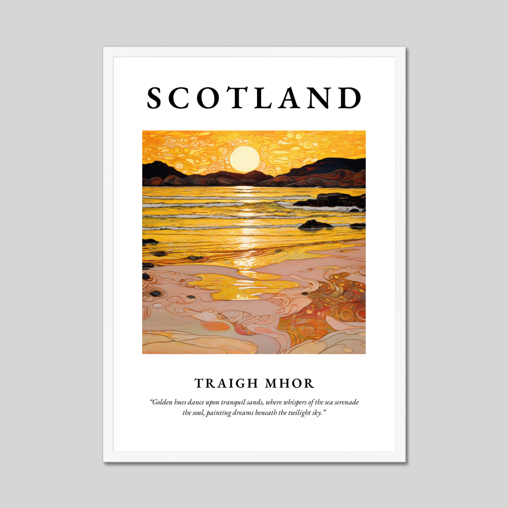 Poster in a white frame with the word Scotland