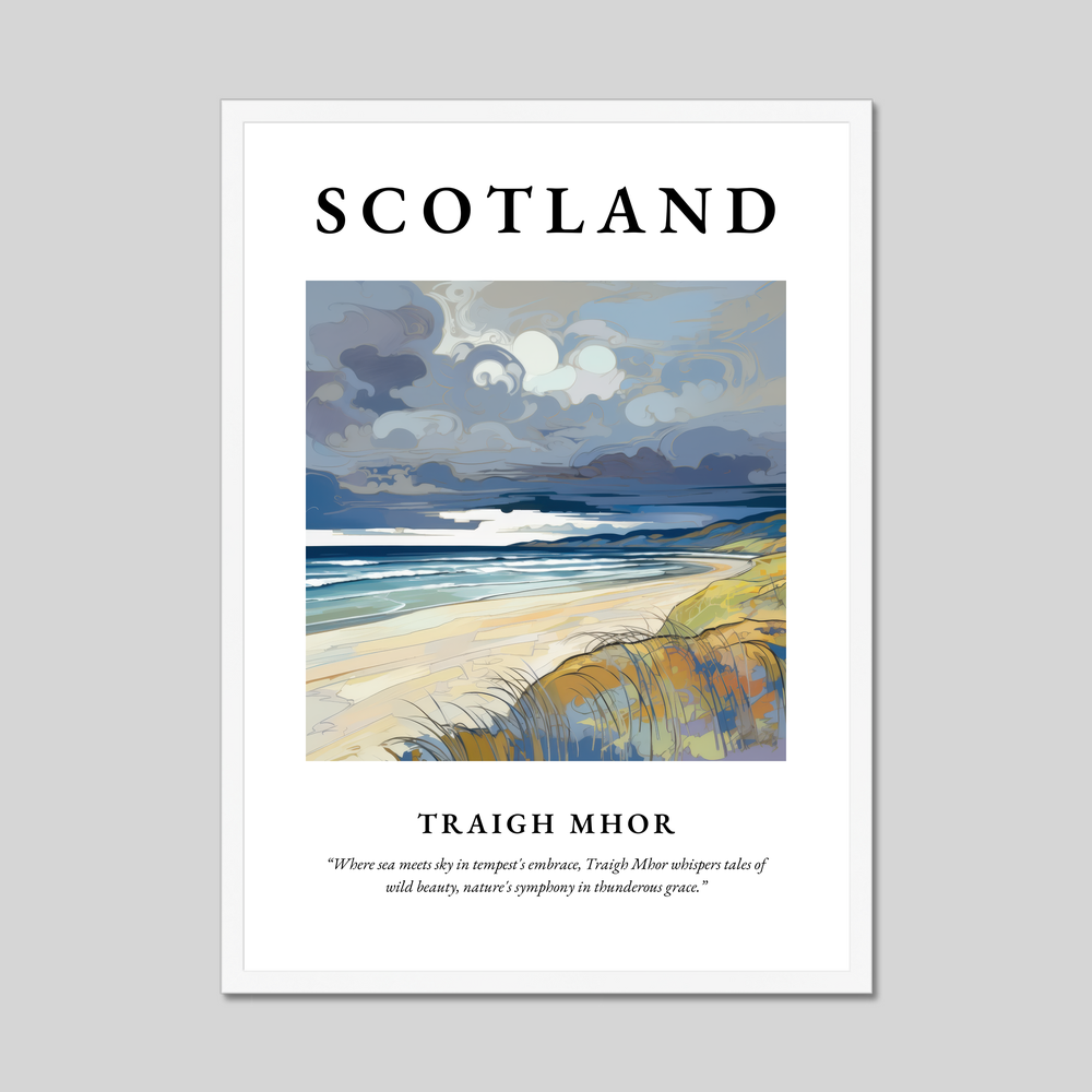 Poster in a white frame with the word Scotland