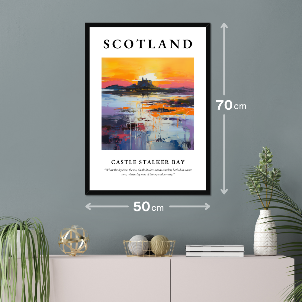 Poster of Castle Stalker Bay hanging on a wall