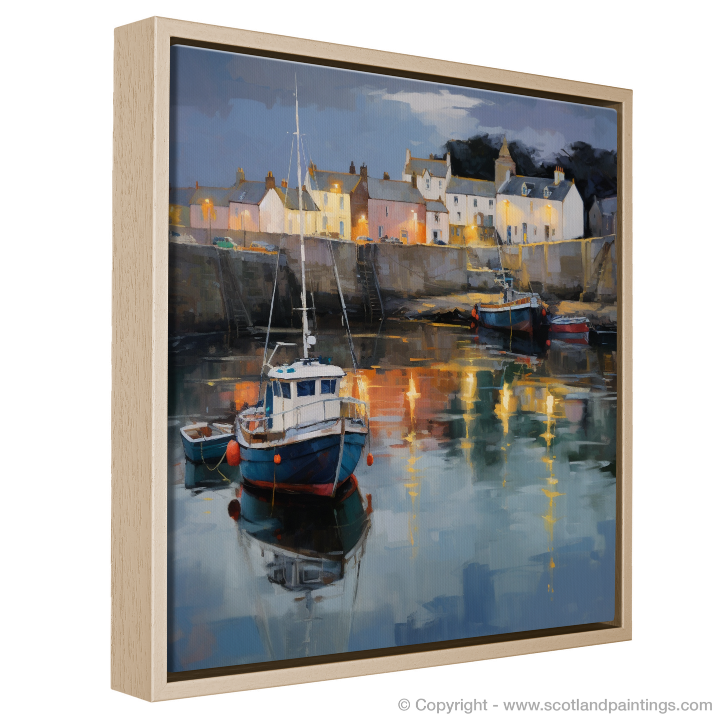 Dusk at Cullen Harbour: A Naive Art Homage