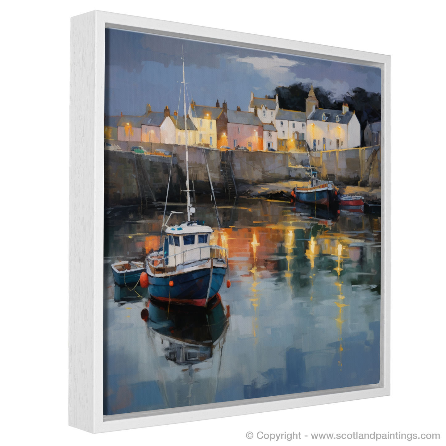 Dusk at Cullen Harbour: A Naive Art Homage