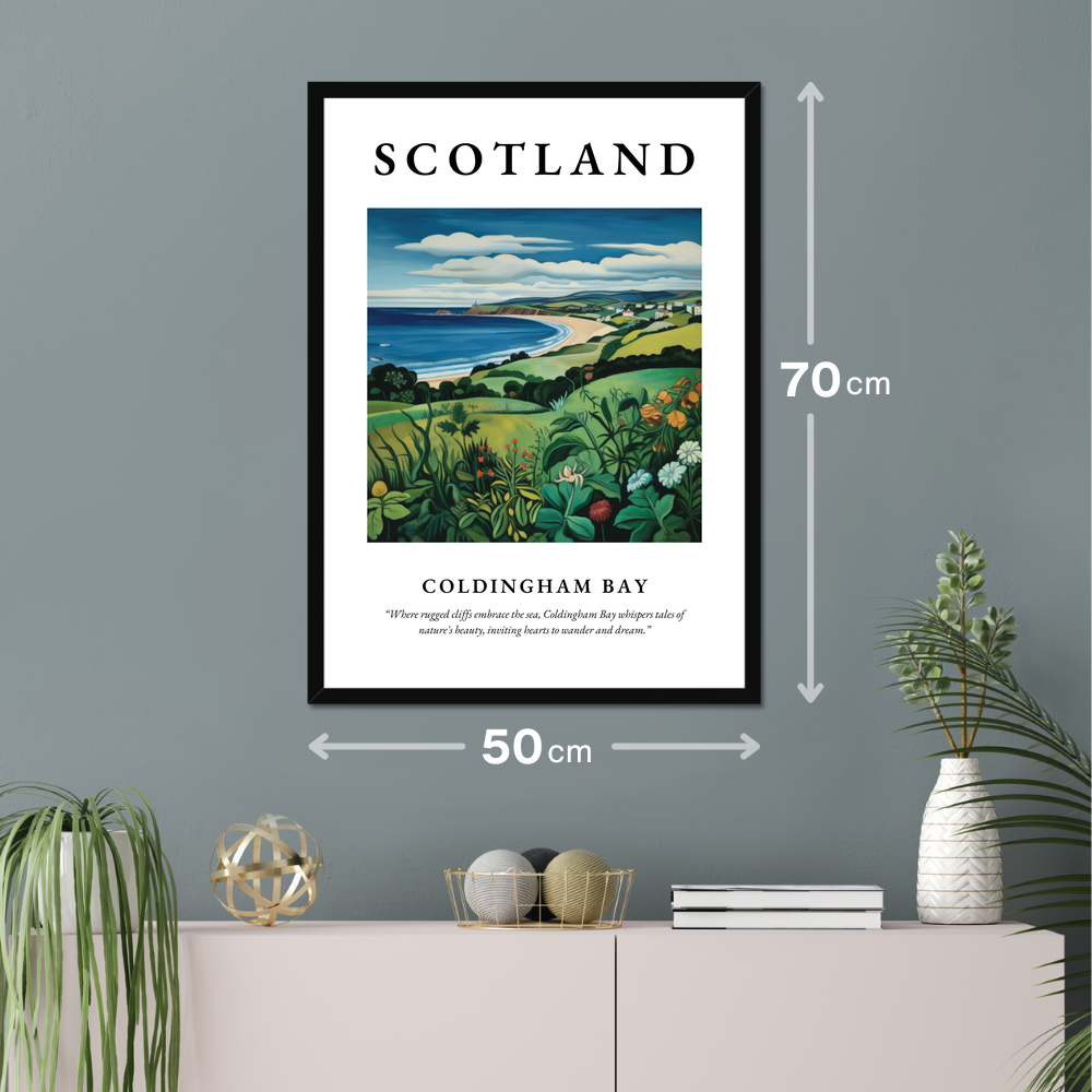 Poster of Coldingham Bay hanging on a wall