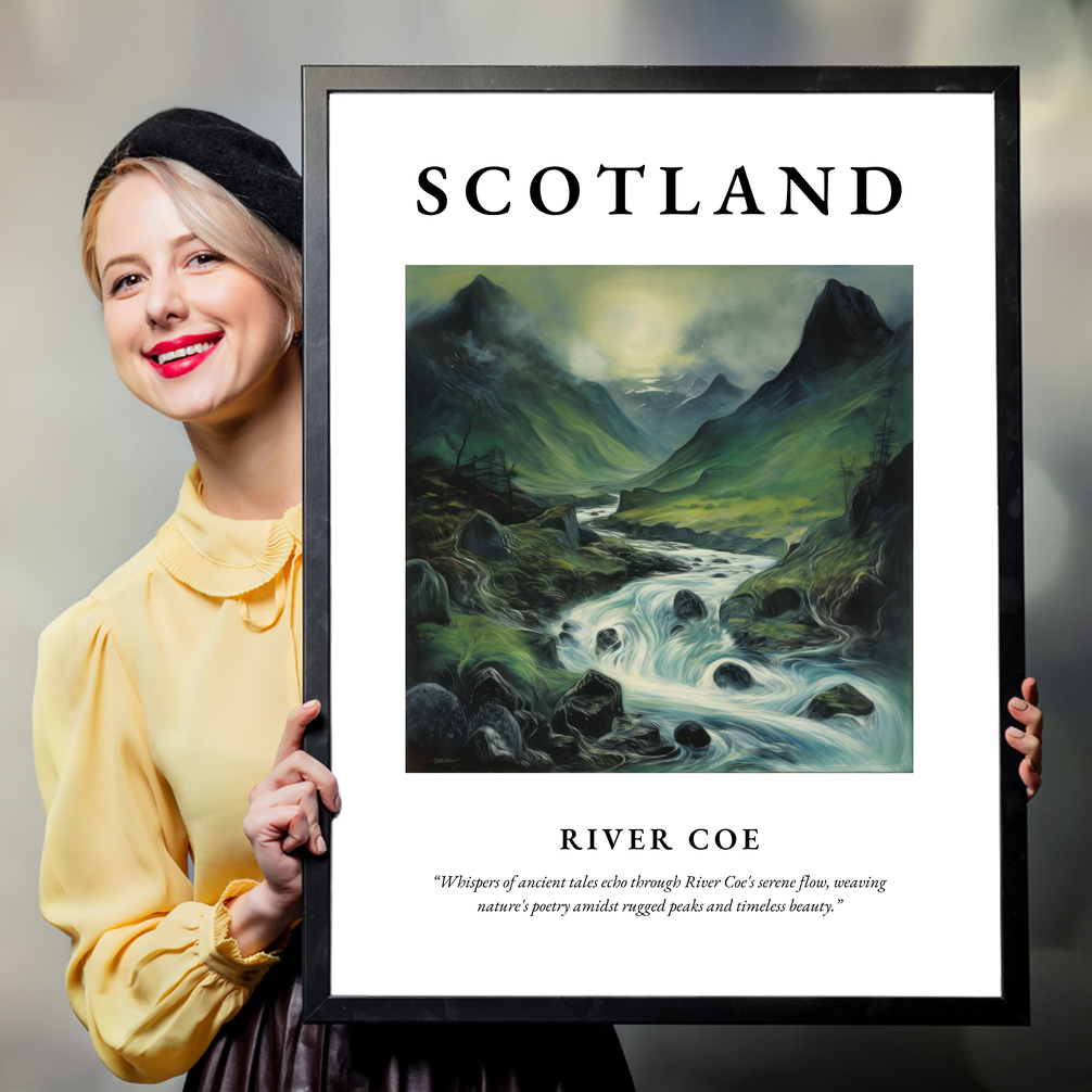 Person holding a poster of River Coe